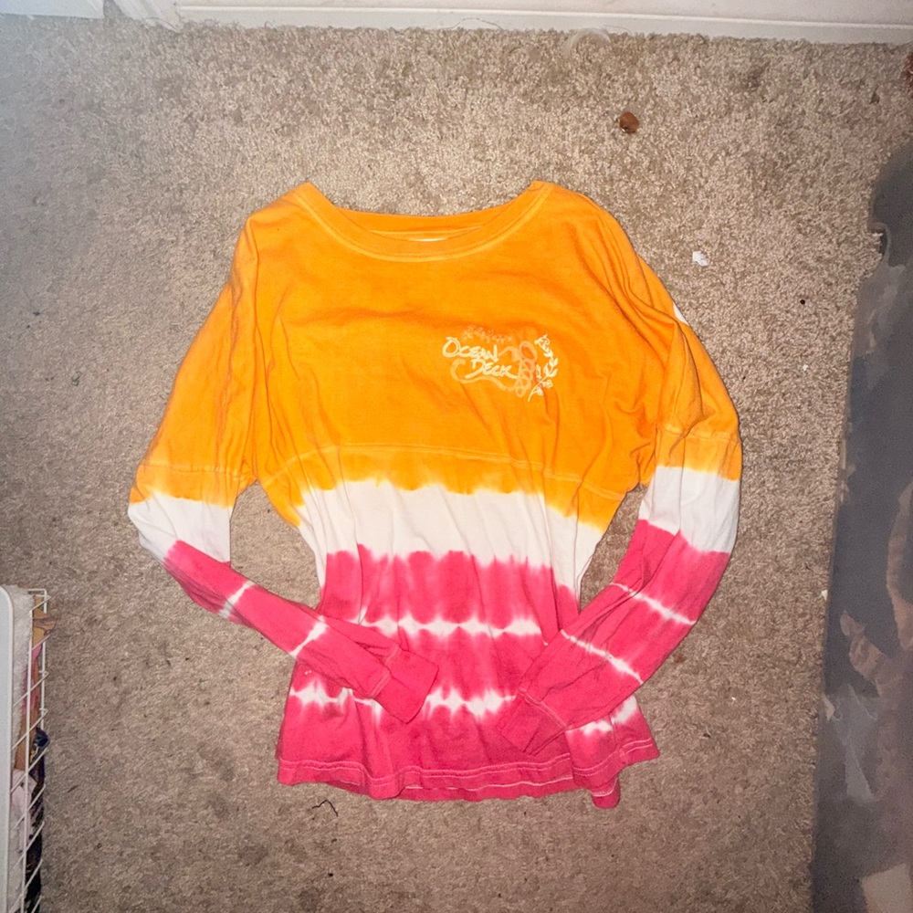 J. America Orange and Pink Tie-Dye Long Sleeve Tee